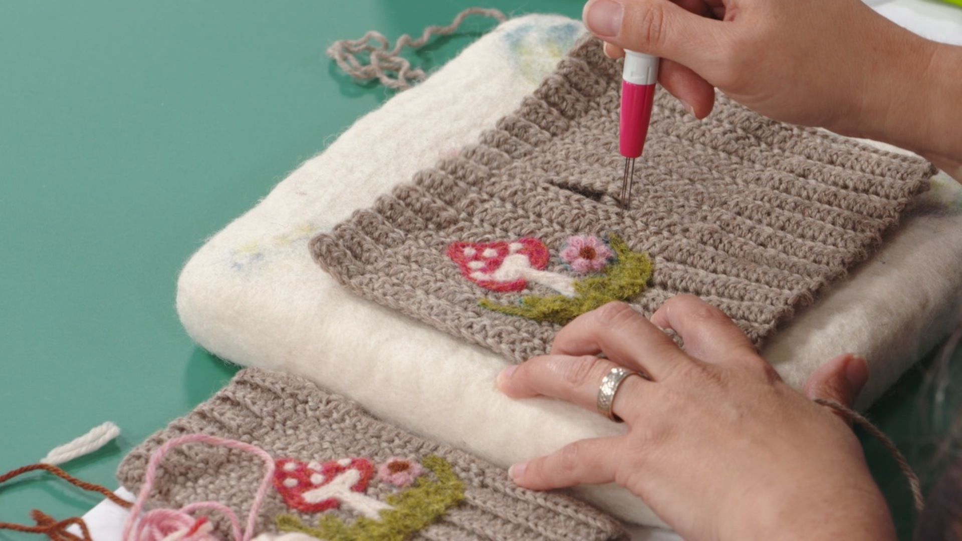 Needle Felting the Forest Mitts