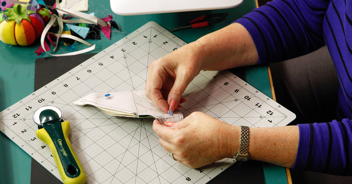 Pinning a piece of fabric